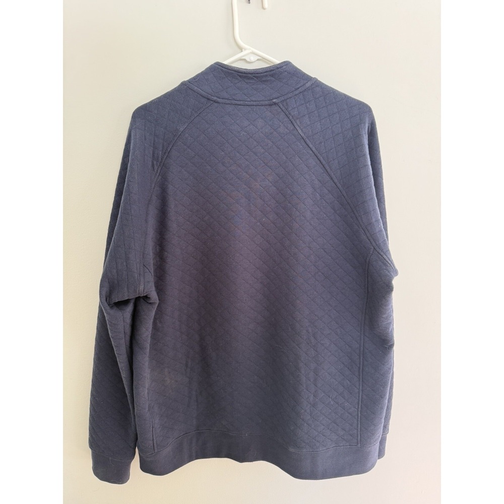 Eddie Bauer 1/4 Snap Pullover Sweater Mens Large Navy Blue Quilted Outdoors - Picture 2 of 4